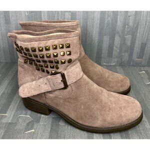 Steve Madden Outlaww Booties  Women's Size 7.5M Taupe Brown Suede Studded